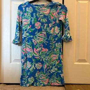 Lilly Pulitzer Blue and Pink Floral Long Sleeve dress